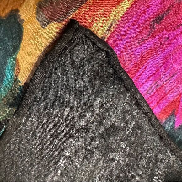 VTG Gerard L.Y Paris Women’s Scarf Shawl Black Floral Scenic Square hand rolled - Picture 5 of 6